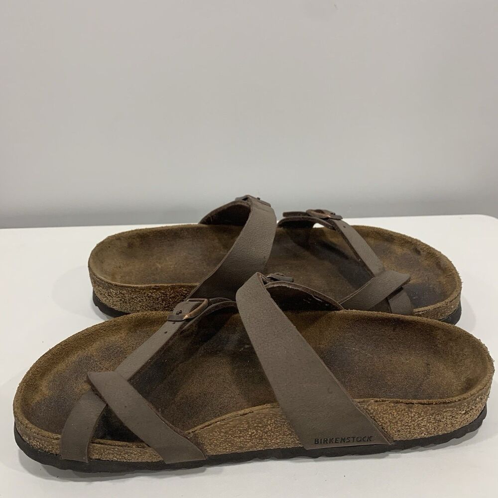 Birkenstock Mayari Brown Leather Loop Slip On Sandals Shoes Womens Sz 9-9.5/EU40 - Picture 8 of 11